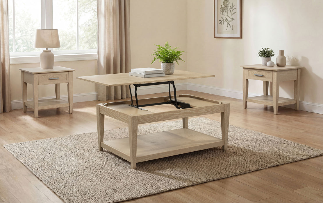 Lindenton 3-piece Wood Lift-Top Coffee and End Table Set Blonde