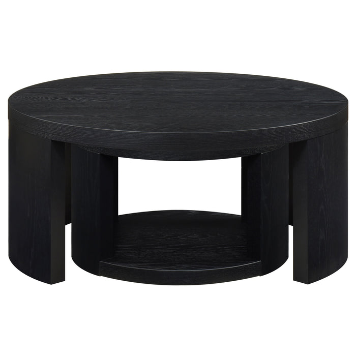 Sweeney 2-piece Round Wood Occasional Nesting Table Set Black