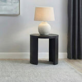 Mesa auxiliar Sweeney redonda de madera de 24 pulgadas, color negro