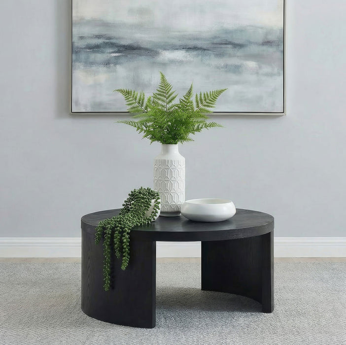 Sweeney 39-inch Round Wood Occasional Cocktail Coffee Table Dark Walnut