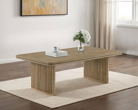 Mesa de centro rectangular de madera Adina marrón claro envejecido