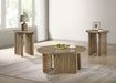 Adina 3-piece Round Coffee Table Set Distressed Light Brown