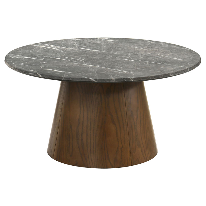Franklin 2-piece Round SmartTop™ Coffee Table Set Grey and Dark Brown