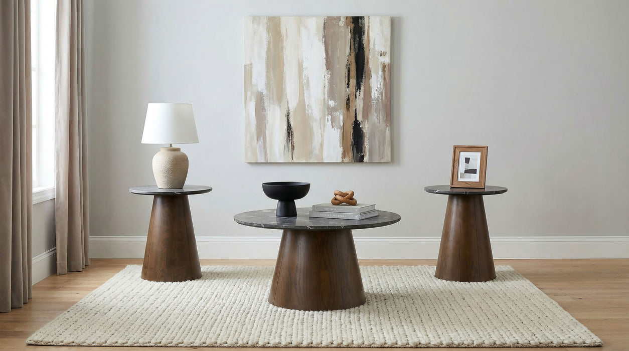 Franklin 3-piece Round SmartTop™ Coffee Table Set Grey and Dark Brown