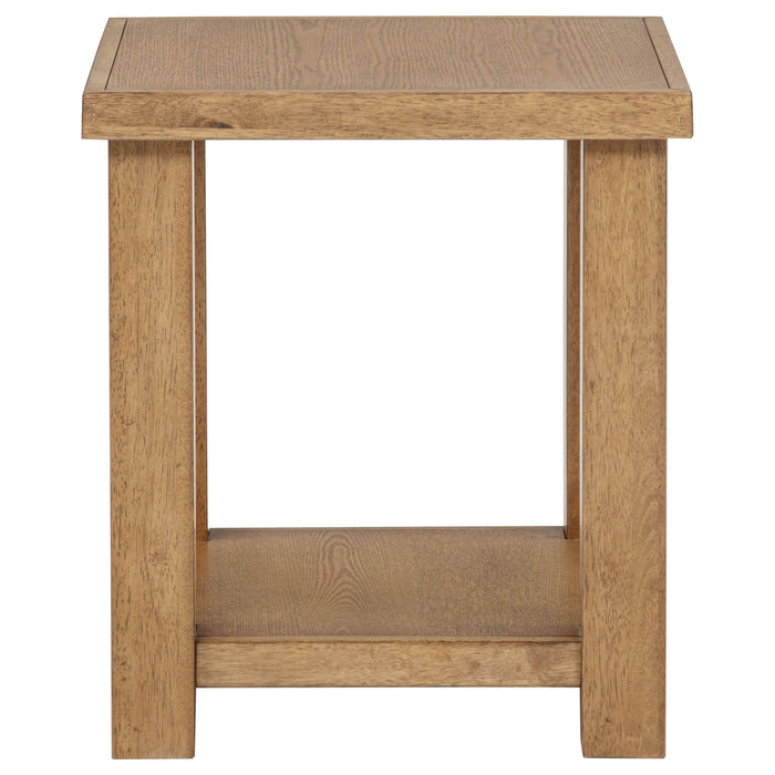 Beasley Square Wood End Side Table With Shelf Golden Oak