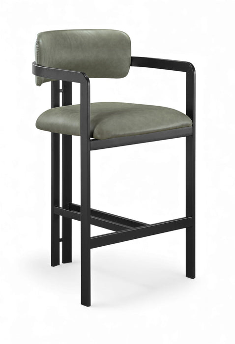 Aurum Vegan Leather Upholstered And Matte Black Iron Frame Counter Stool