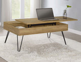 Mesa de centro elevable Fanning de madera de ingeniería, roble dorado