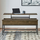 Mesa de centro elevable de madera de ingeniería Byers Roble Marrón