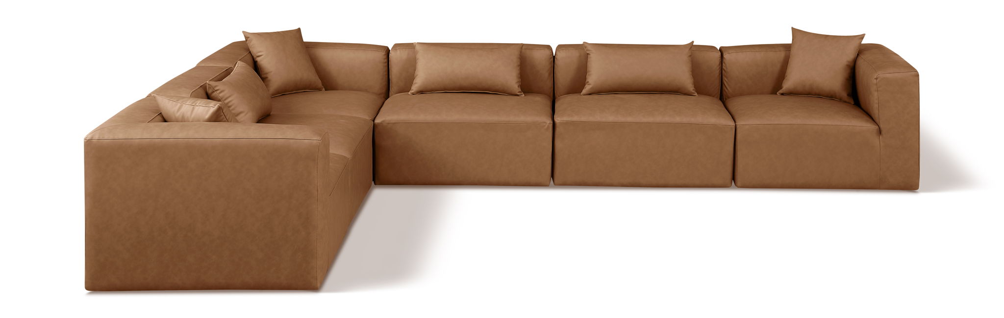 Cube 144" Vegan Leather Upholstered 6pc. Modular Sectional