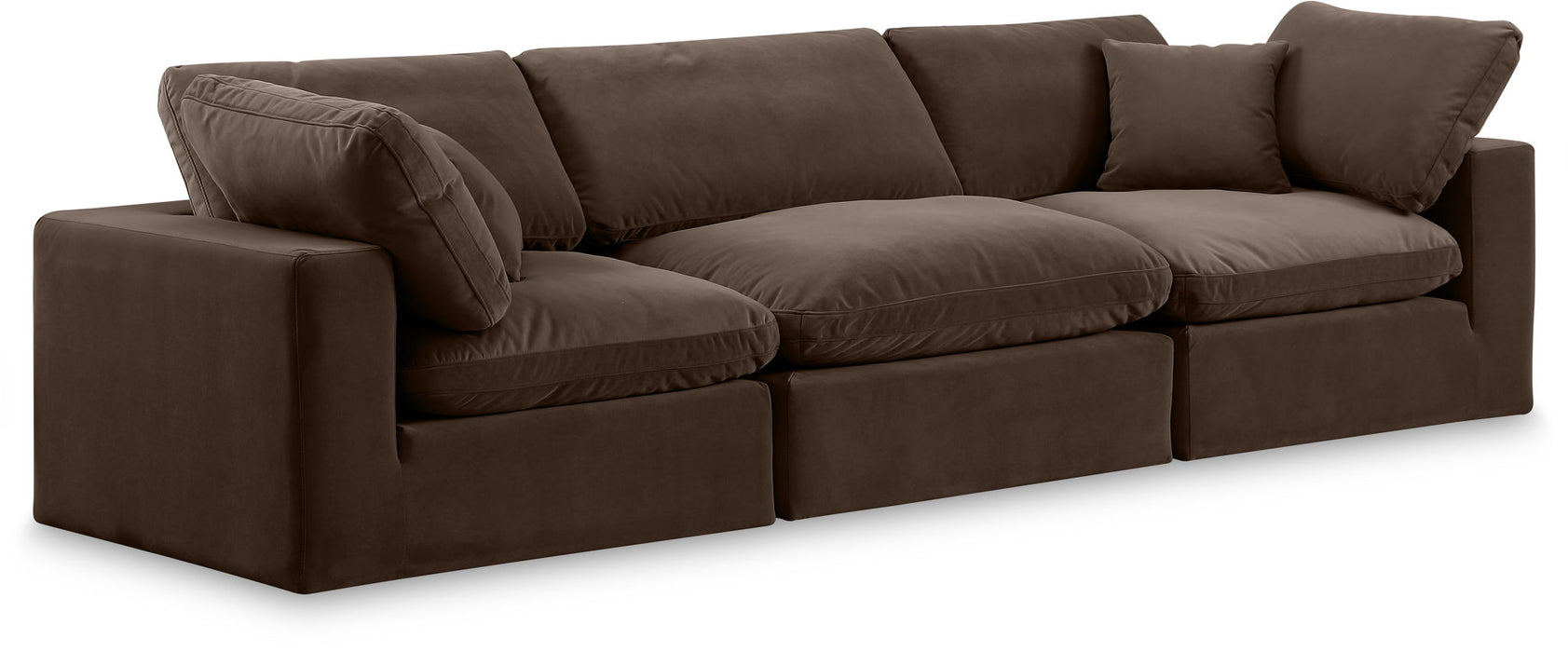 Comfy 119" Velvet Upholstered 3pc. Modular Sofa