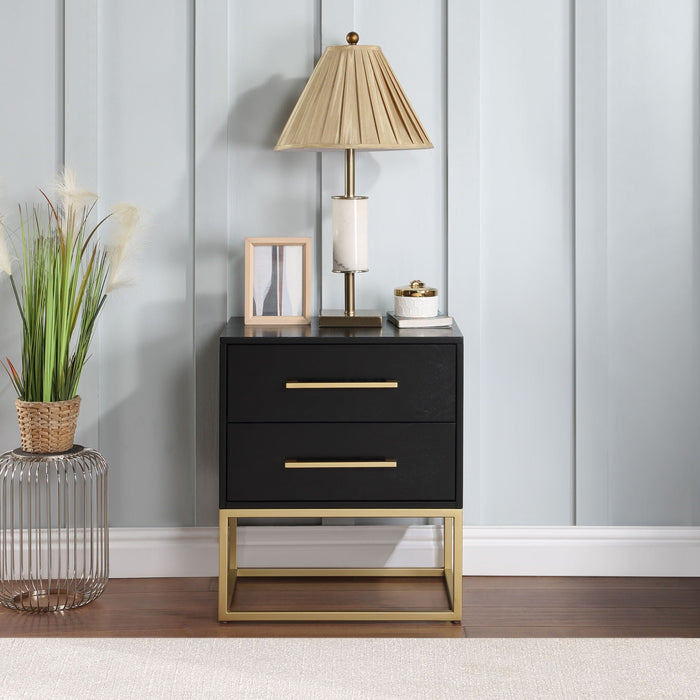 Maxine 22" Wood Veneer And Iron Nightstand