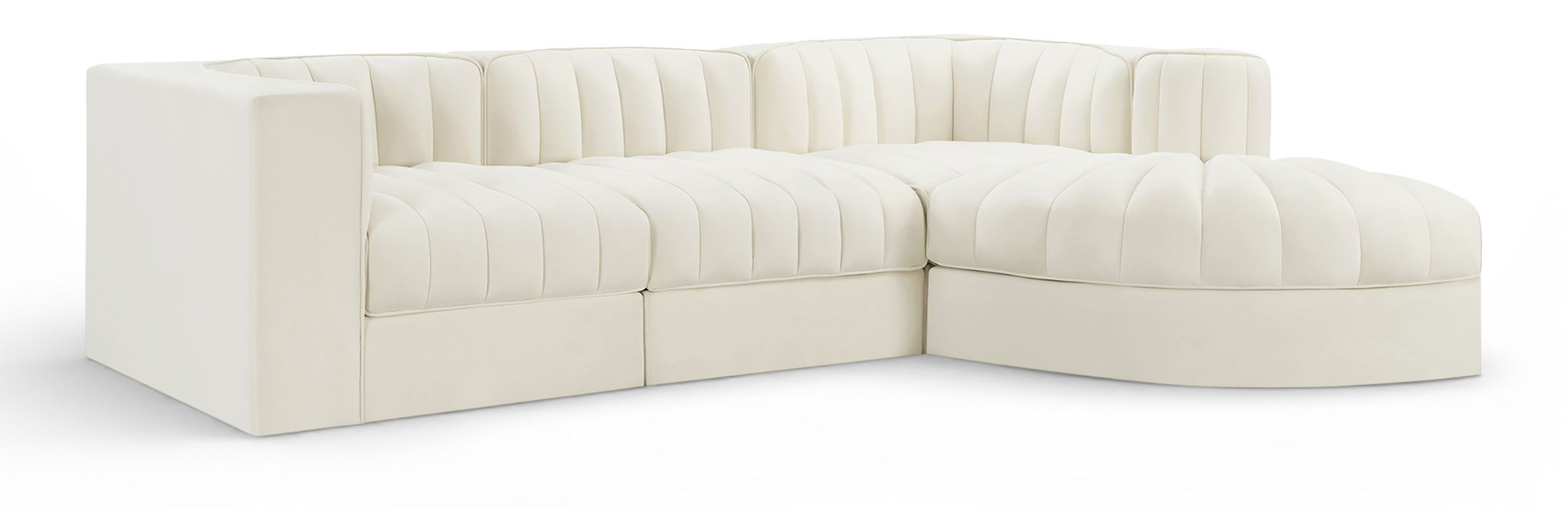 Rummi 97" Velvet Performance Fabric Upholstered 4pc. Modular Sectional
