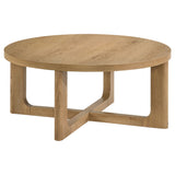 Mesa de centro Kessler redonda escultórica de madera, roble claro