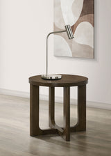 Mesa auxiliar escultural de madera redonda Kessler marrón