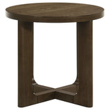 Mesa auxiliar escultural de madera redonda Kessler marrón