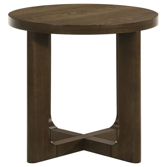 Kessler 3-piece Round Sculptural Wood Coffee Table Set Brown