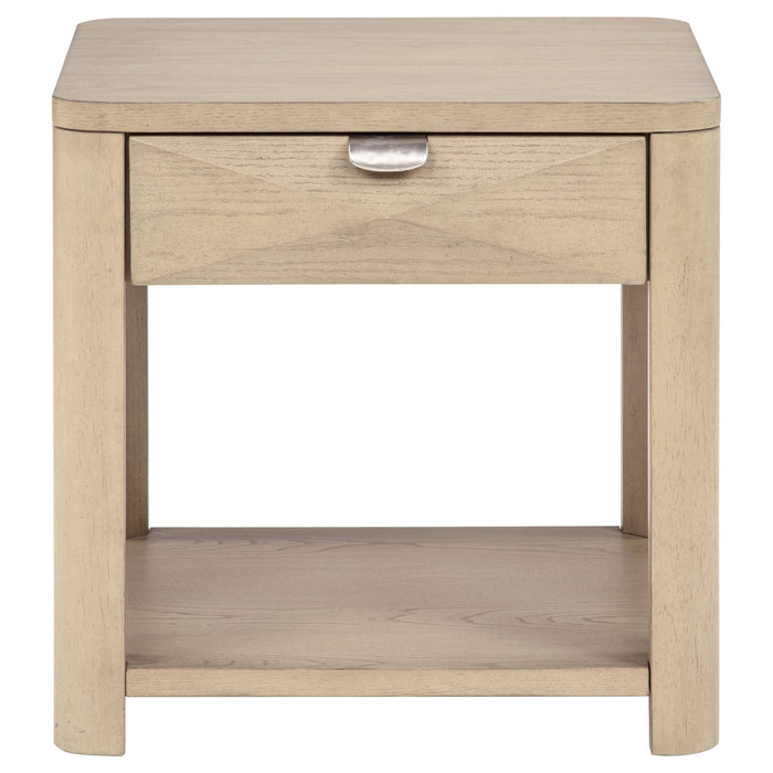 Marcelo Wood End Table with Drawer and Shelf Light Elm