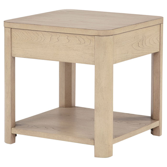 Marcelo Wood End Table with Drawer and Shelf Light Elm