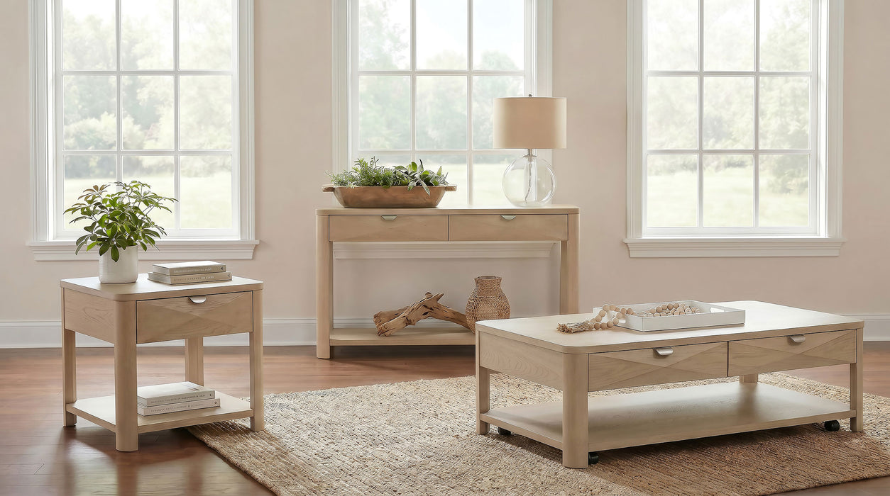 Marcelo Sofa Console Table with 2 Drawers and Shelf Light Elm