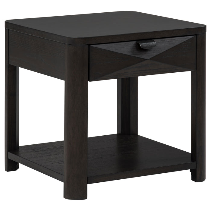 Marcelo Wood End Table with Drawer and Shelf Coffee