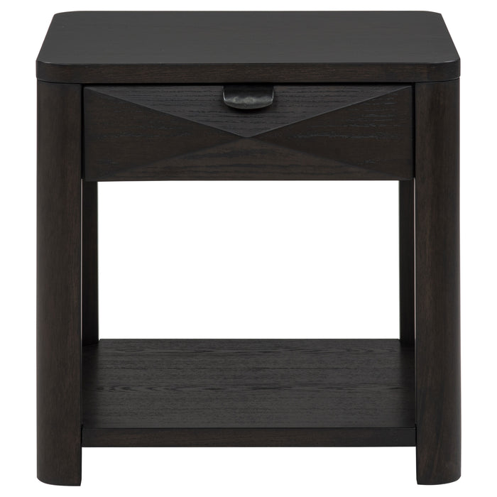 Marcelo Wood End Table with Drawer and Shelf Coffee