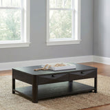 Mesa de centro de madera Marcelo con 2 cajones y estante