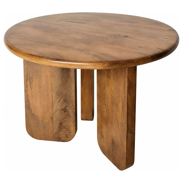 Dale Sculptural Round Solid Mango Wood End Table Honey Mango