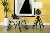 Mesa auxiliar redonda Hadi SmartTop de cemento y metal gris plomo