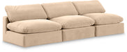 Comfy 117" Velvet Upholstered 3pc. Armless Modular Sofa