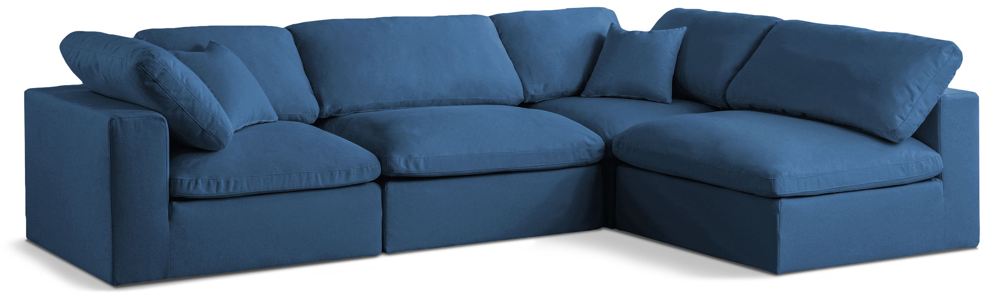 Plush 105" Velvet Upholstered Standard Comfort 4pc. Modular Sectional