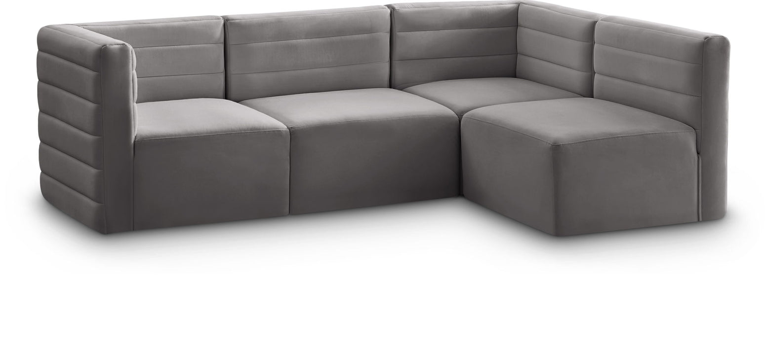 Quincy 95" Velvet Upholstered Comfort 4pc. Modular Sectional
