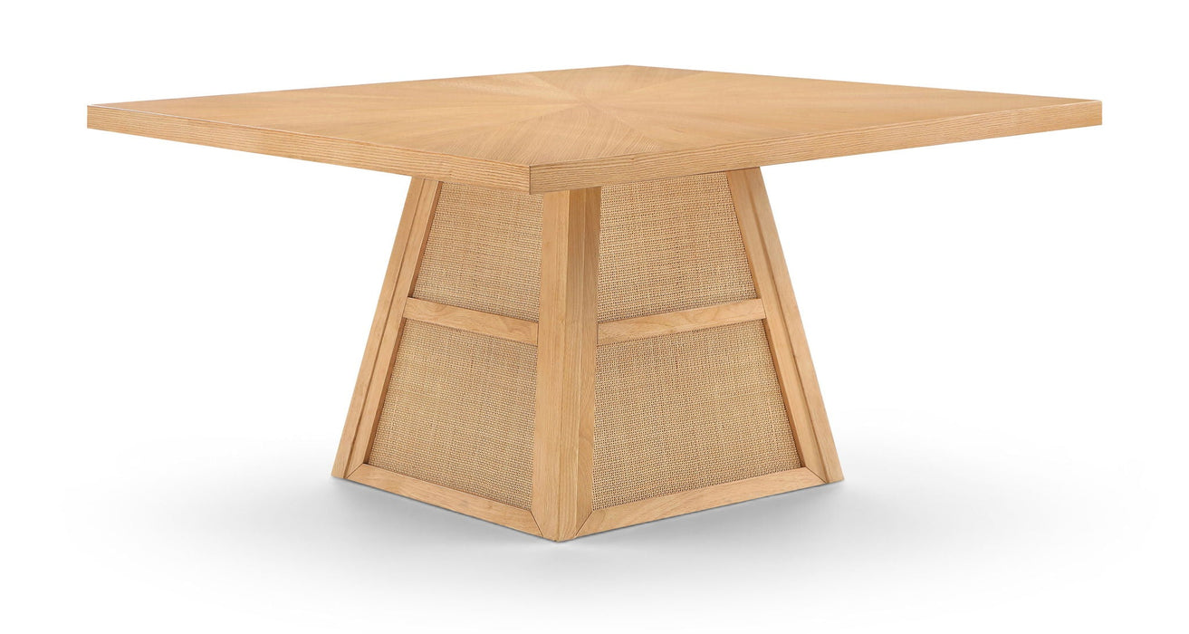 Mesa de comedor de madera maciza con enchapado de roble Fenwick 54.25" Cane,