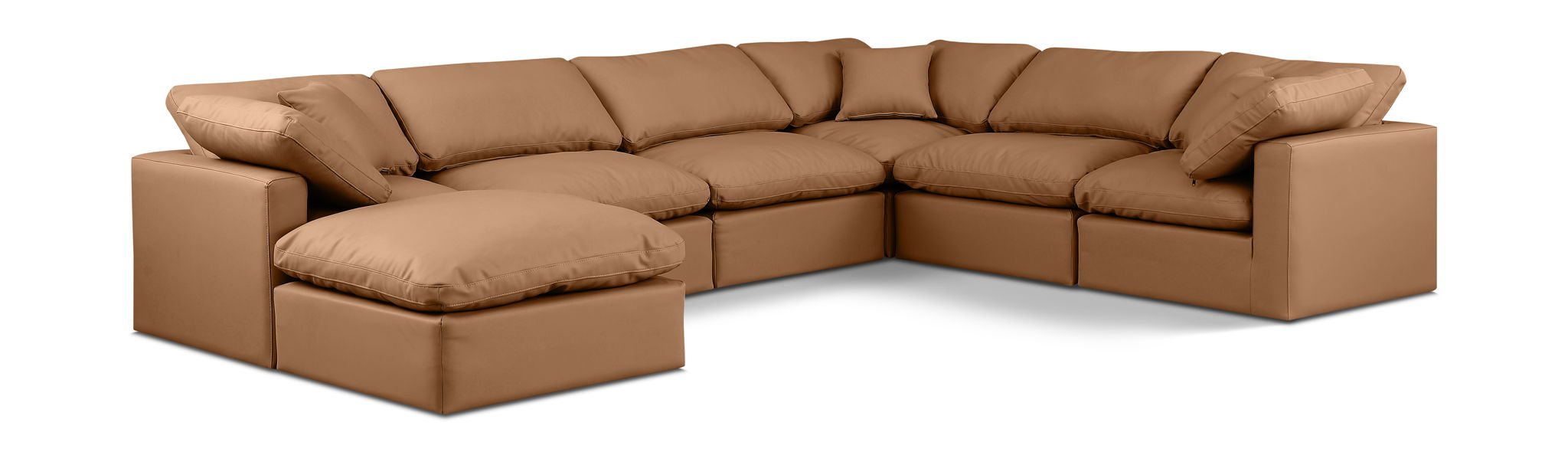 Indulge 140" Vegan Leather Upholstered 7pc. Modular Sectional