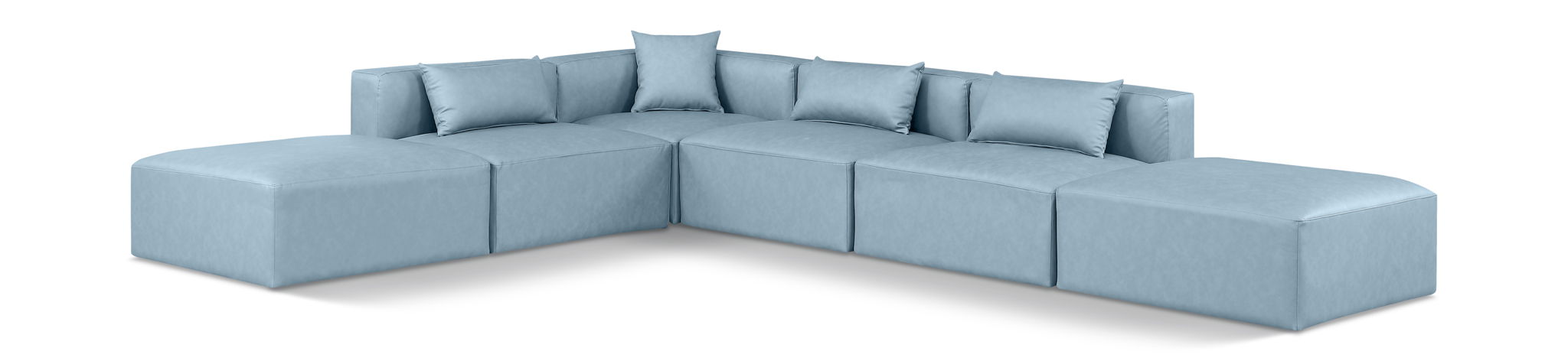 Cube 144" Vegan Leather Upholstered 6pc. Modular Sectional