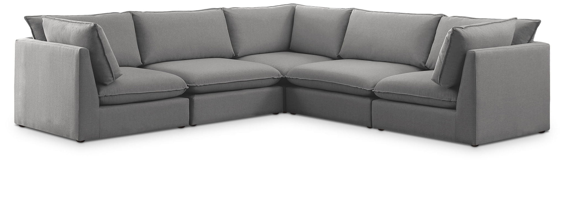 Mackenzie 120" Linen Textured Fabric Upholstered 5pc. Modular Sectional