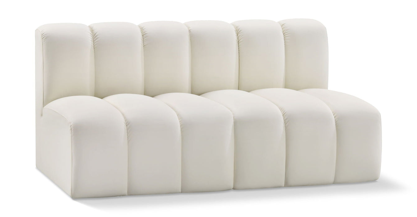 Seccional modular tapizado de cuero vegano Arc de 60" de 2 piezas