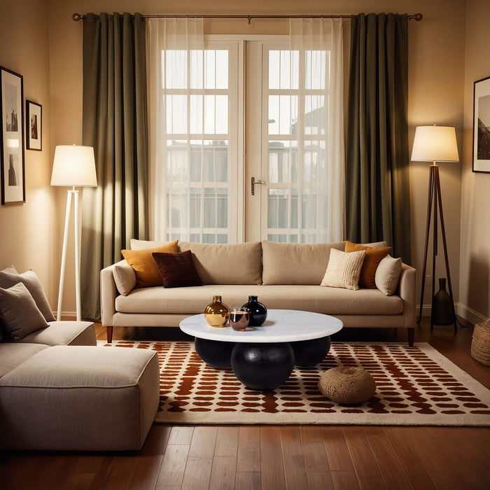 Treviso Genuine Marble Top And Mango Wood Base Coffee Table