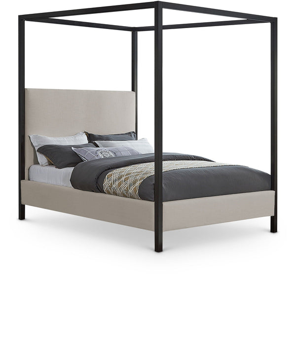 James Linen Textured Fabric Upholstered Bed