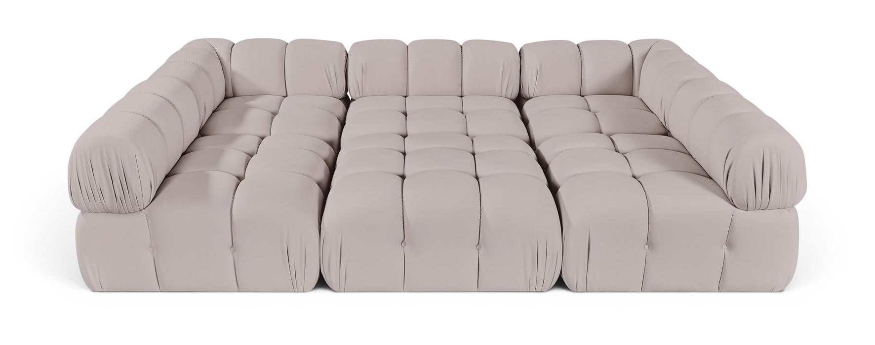 Seccional modular tapizado de terciopelo de alto rendimiento Orin de 111" de 6 piezas