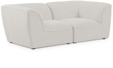 Miramar 76" Linen Textured Fabric Upholstered 2pc. Modular Loveseat