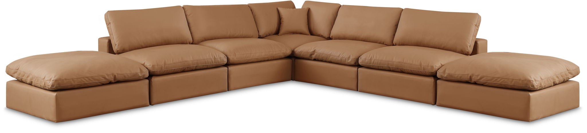 Comfy 157" Vegan Leather Upholstered 7pc. Modular Sectional