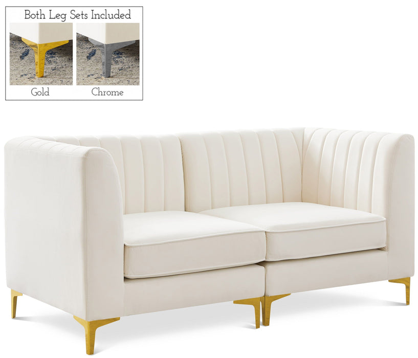 Alina 65" Velvet Upholstered 2pc. Modular Loveseat