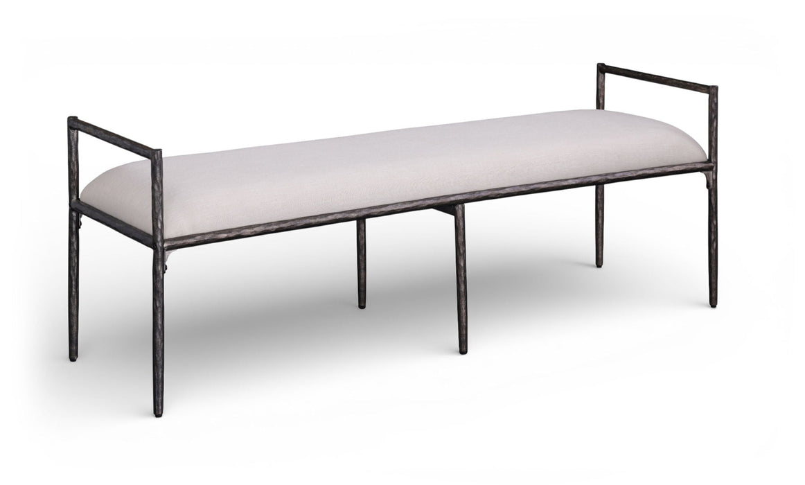 Axis Linen Textured Fabric Upholstered Bench