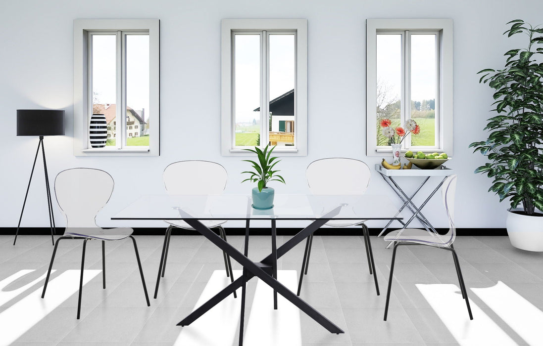 Clarion Lucite Seat And Metal Base Dining Chair