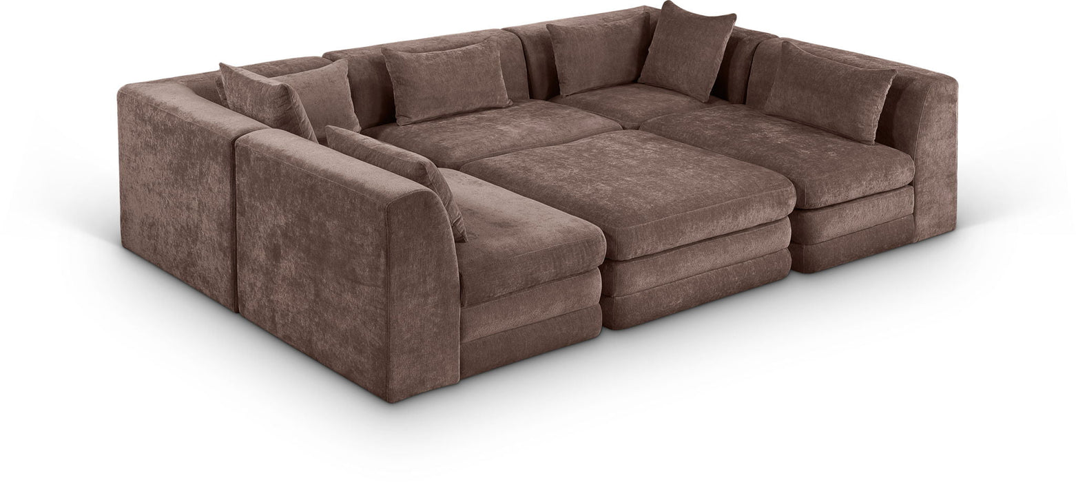 Stellar 114" Chenille Fabric Upholstered 6Pc. Modular Sectional