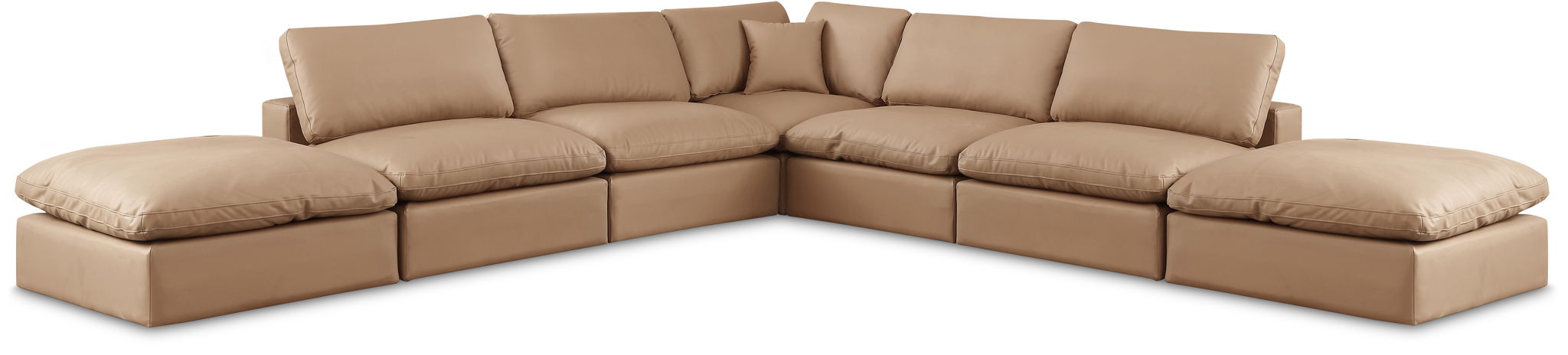 Comfy 157" Vegan Leather Upholstered 7pc. Modular Sectional