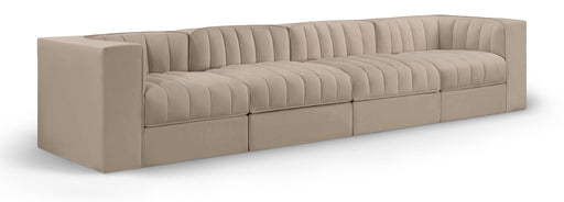 Rummi 126" Velvet Performance Fabric Upholstered 4pc. Modular Sofa