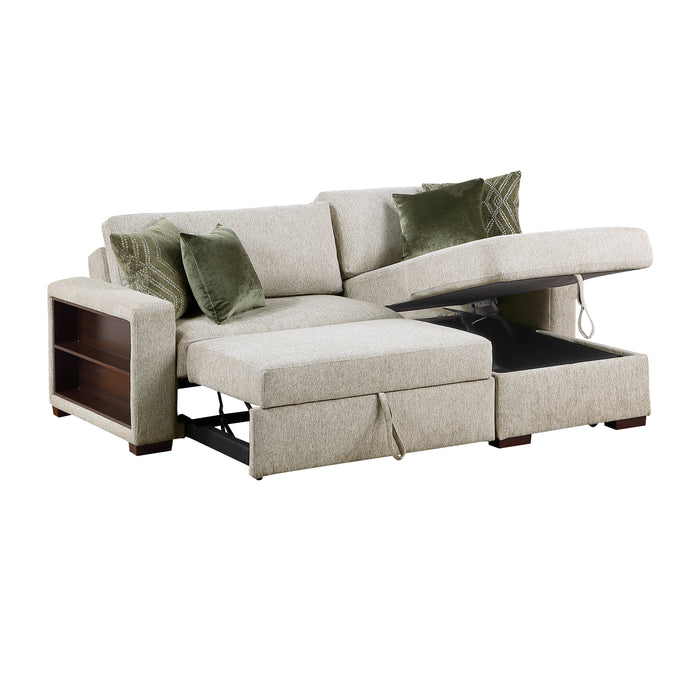 8548*3VC15ACLA2 2-Piece Sectional with Reversible Chaise, Pull-out Bed and Hidden Storage, Click Motion Back