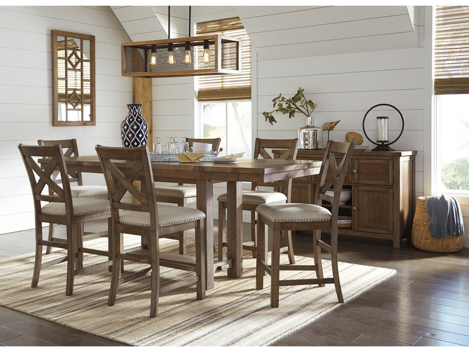 Moriville Counter Height Dining Table and 6 Barstools