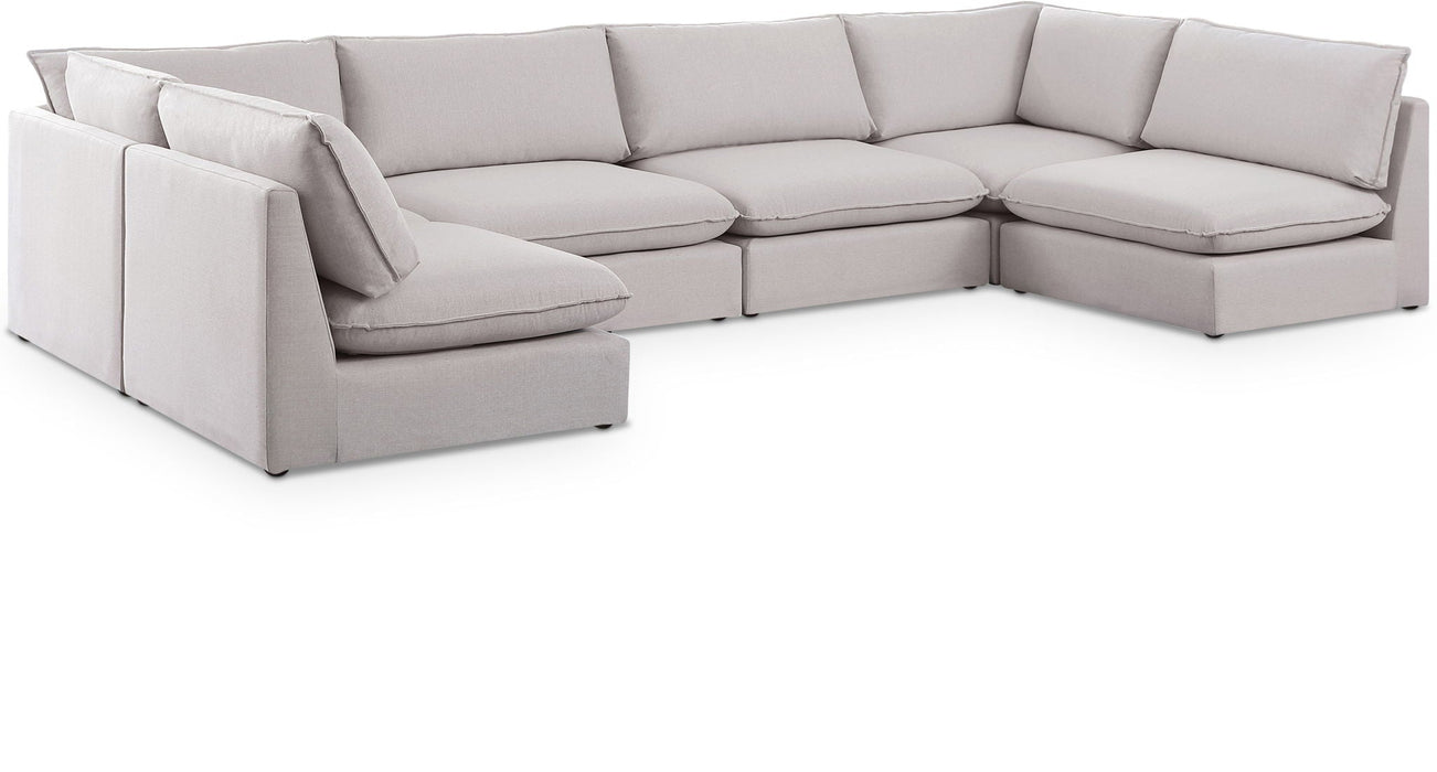 Mackenzie 160" Linen Textured Fabric Upholstered 6pc. Modular Sectional
